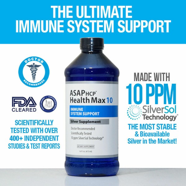 Health Max 10 SilverSol 10PPM Silver Supplement Immune Support 16oz Bottle