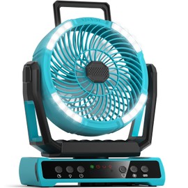 Rechargeable Camping Fan - 30000mAh Battery Powered Portable Fan with LED Lantern - 360°Rotation & 9 Speeds Battery Operated Outdoor Beach Tent Fans for Camping, Hiking, Travel, Home Office, Blue