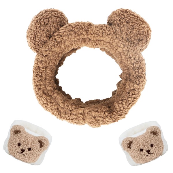 Casoty 3 Pcs Bear Ears Headband, Animal Ear Headband, Face