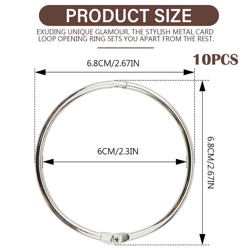 FERCAISH Large Binder Rings 6cm, 10 Pack 2.3 Inch Book
