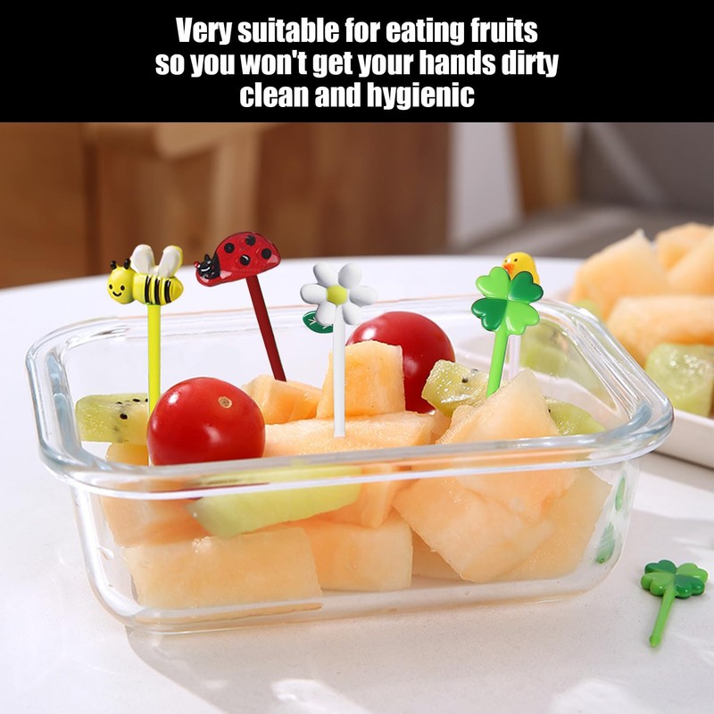 32 Pieces Fruit Picks, Cute Cartoon Toothpicks, Flower Ladybird Fruit