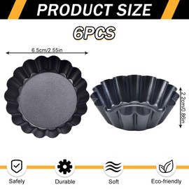 Pack of 6 Cupcake Moulds, Round Reusable Baking Cups Made of Carbon Steel, Cupcake Moulds, Deep Muffin Moulds, Muffin Tray, for Cakes and Pudding, Easter Muffin Moulds