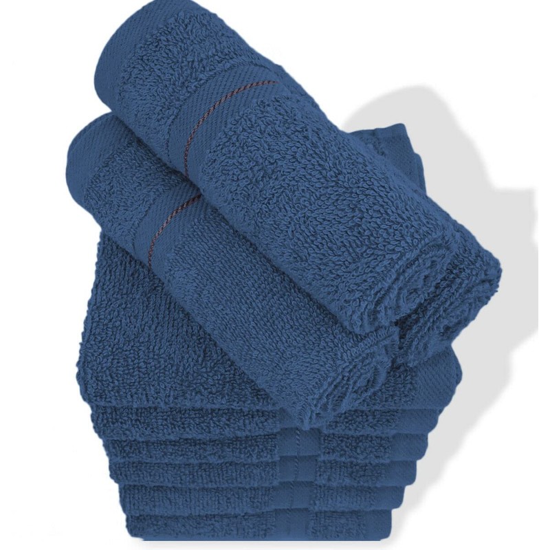 CASABELLA Premium Quality 12 R-Blue Face Towels (30x30CM) Highly Absorbent