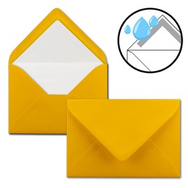 50 envelopes golden yellow (yellow, matt) - DIN C6 - lined with white tissue paper - 100 g m² - 11.4 x 16.2 cm - wet glue -