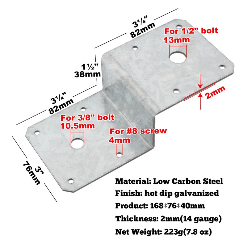 6 PCS Deck Joist Tie,Steel Z Bracket Tie Plate Fit