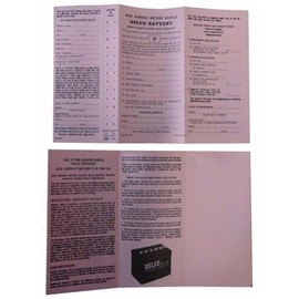 1965 1966 1967 1968 DELCO BATTERY WARRANTY CERTIFICATE (COMPATIBLE WITH BUICK)
