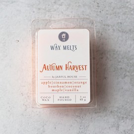 Jarful House Wax Melts Autumn Harvest, Strong Scented Coco Wax Tarts Cubes Apple Cinnamon Orange Bourbon Maple, Gift for Mom