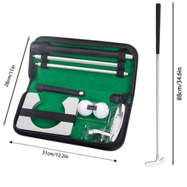 Golf Putting Kit, Portable Golf Putter Set Kit with Putter, Aluminum Alloy Three-Section Detachable Club with Putter, 2 Balls, Putting Green, and Storage Bag for Adult Golf Practice
