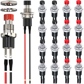 MKBKLLJY 18 Pcs 7mm Mini Round Push Button Switch 1A 250V AC 2 Pin SPST On Off Momentary Push Button Switch for Car, Boat 2 Colors (Red/Black)