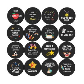 Creanoso Teacher Appreciation Stickers (5-Sheets x 16 Designs) - Home Public Fun Reminders Enticements – Classroom Incentive Gift Ideas for Home Teachers, Principals, Educators, Students