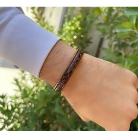 Live Gems | Mens Leather Bracelet with Clasp Brown Leather Bracelet for Men Boys Cuff Bangle Bracelet Wristband Christmas Birthday Gifts for Boyfriend Husband Dad Brother Son Grandson