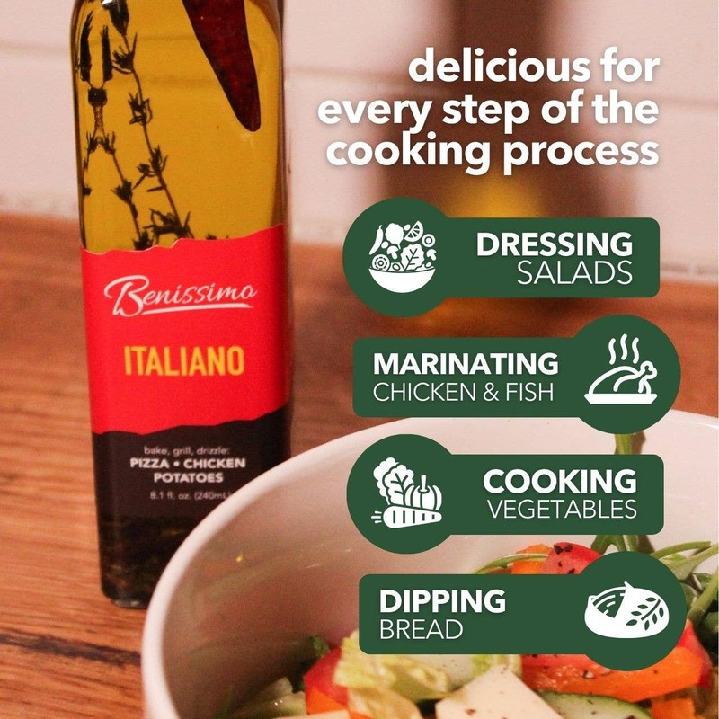 Benissimo Italiano Herb Infused Oil, All Natural, Farm Fresh Herbs,