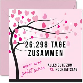 Stuff4 72nd Wedding Anniversary Card Love - 26298 Days Together - 72 Anniversary Card Wedding Anniversary Gifts for My Husband My Wife 145mm Funny Greeting Cards