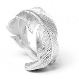 Helen de Lete Innovative Feather From Heaven Sterling Silver Open Ring