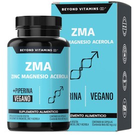 Zinc Magnesio Acerola Zma Piperina Máxima Absorción Azúcar Suplemento Alimenticio Vegano Beyond Vitamins Ingredientes Non Gmo Cápsulas