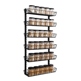 SWOMMOLY Adjustable Wall Mount Spice Rack, 6-Tier Dual-use (Multi-use) Organizer, Black