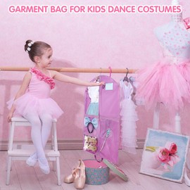 Garment Bag for Kids Dance Costumes, Waterproof Dustproof Hanging Clothes Cover for Closet Storage, 40 Inch Competition Suit Carriers for Dancers Sports Theatre Recital Beauty Pageants Travel
