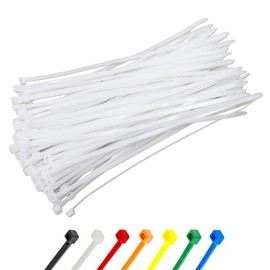 Abacus Range White Cable Ties 3.6mm x 300mm, Pack of 100, Secure Self-Locking, 12” Heavy Duty Nylon Zip Ties, High Tensile Strength Premium Plastic Long Cable Tie for Home, Office