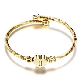 SBI Jewelry Women Bracelets Gold Initial Letter H Bangle Pendant Heart Cuff Charm Wife Granddaughter Mom Couple Daughter Aunt Niece Anniversary Birthday