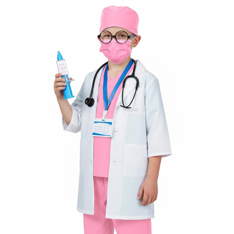 Doctor Costume for Kids Scrubs Pants with Accessories Set Children