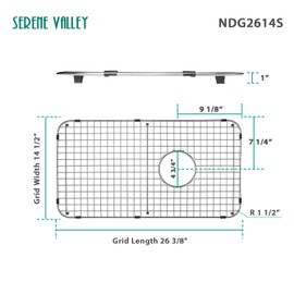 Serene Valley Sink Bottom Grid 26-3/8" x 14-7/16", Basin Rack with Corner Radius 1-1/2", Sink Rack NDG2614S