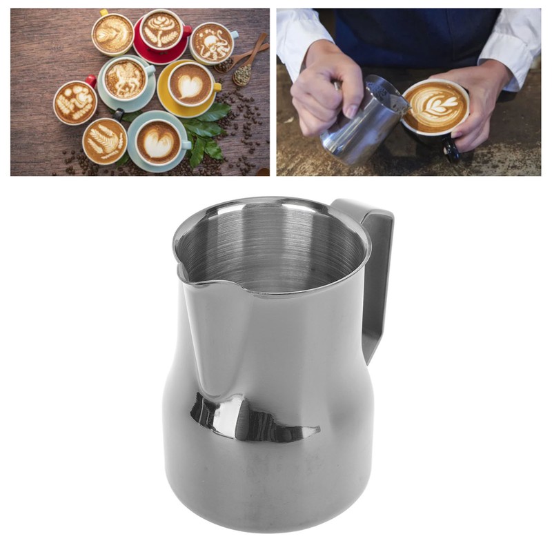 Milk Frother Cup 350ml 304 Stainless Steel Pointed Mouth Foaming