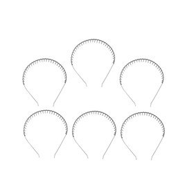 FRCOLOR 6pcs Spring Headband Sport Headbands for Women Metal Hair Band Wavy Crochet Hair Wave Headband Men Metal Teeth Comb Hair Hoop Hair Band Issue Card Hair Ring Head Button Black