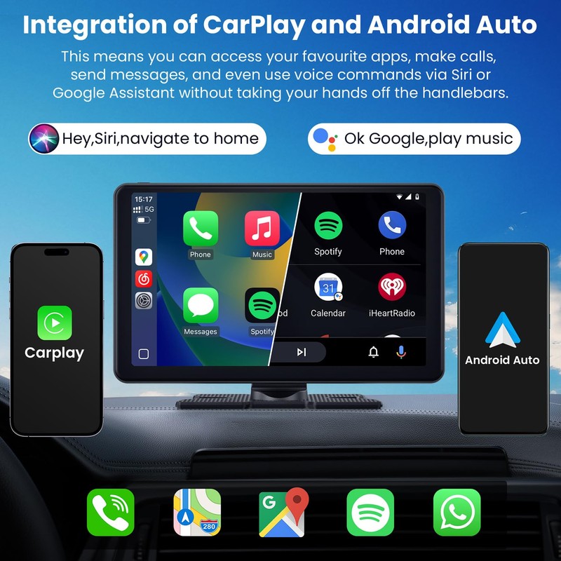 Compatible Wireless Apple CarPlay Android Auto Screen for Car, 2K