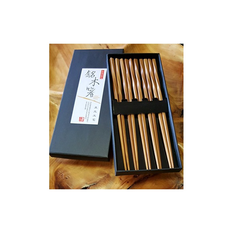 10 (5 pairs) Elegant Twist Bamboo Chopsticks