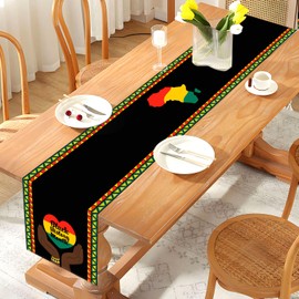 Vohado Black History Month Table Runner Afro African American Heritage Festival Support Equality Social Celebration Holiday Dining Room Party Decoration (13" x 72")