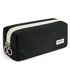 KALIDI Pencil Case Girls Teenager Pencil Case Unisex Pencil Case School Pencil Case, Corduroy black, pencil case