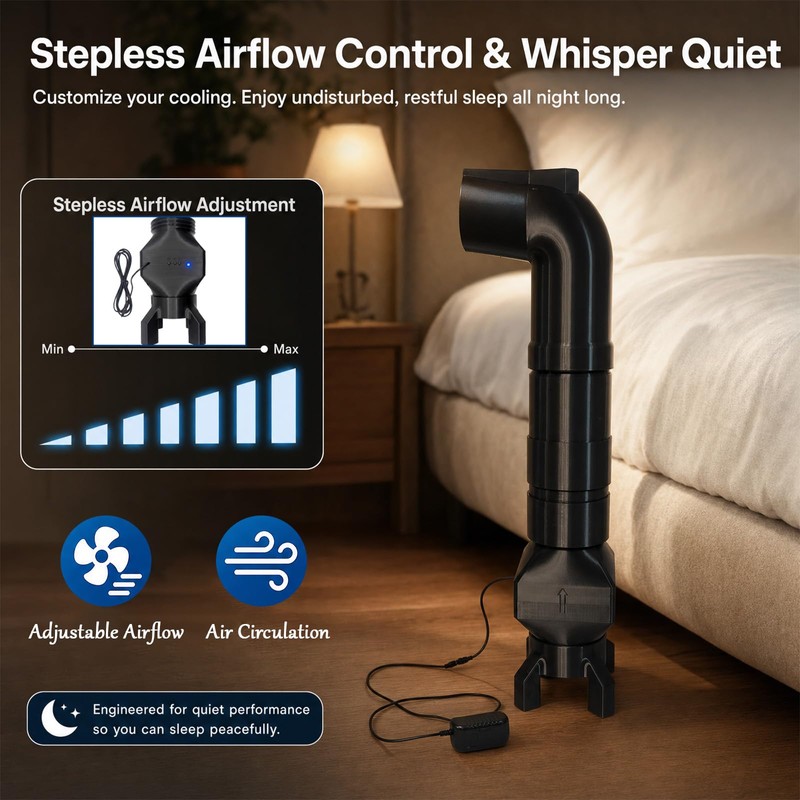 Bed Cooling Fan Under Sheets,Adjustable Bed Cooling System for Hot