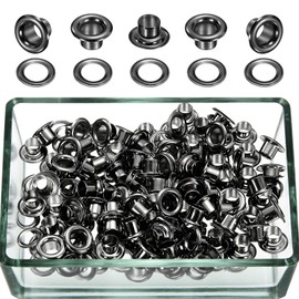 Nzexlyva 100 Pcs Grommets Eyelets, Double Sided Brass Eyelets with Gaskets, Durable Iron Grommets for Clothing Decoration, DIY Projects, Fabric Curtain Tarps, Leather Belt Shoes Bag