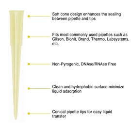 Puntas de pipeta de 200 ul, punta de micro pipeta amarilla universal de E's Scientific, polipropileno (PP), 1000 piezas/bolsa, autoclavable, ampliamente compatible, no pirogénica, última intervensión