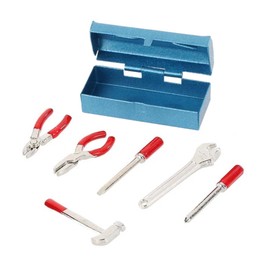 LAFEINA RC Crawler Decoration Accessories Tools Mini Decorative Wrench Hammer Screwdriver Toolbox for 1/10 RC Crawler Car Axial SCX10 RC4WD D90 D110 TF2 TRX4 (Blue+Red)
