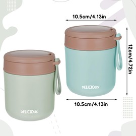Jostift 2 Stück Edelstahl Thermobehälter für Essen Kinder mit Löffel, 430ml Vakuum Isolierte Thermobecher Essen to go Warmhaltebehälter Essen, Thermo-Essensbehälter babybrei für Kinder (grün+blau)