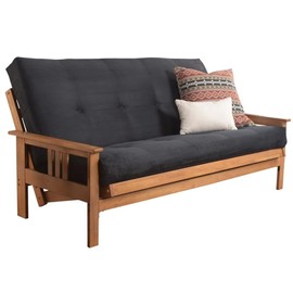 Kodiak Furniture Cotton and Foam Full-Size Futon 7" Mattress in Suede Black-Frame Not Included
