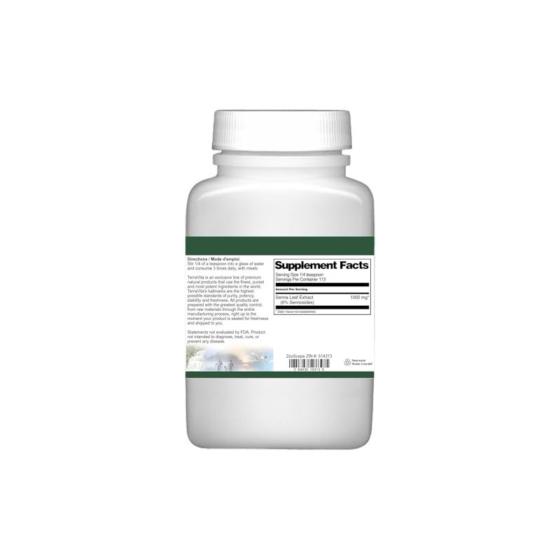Terravita Senna Leaf Extract (6% Sennosides) Powder (4 oz, ZIN: