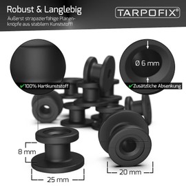 Tarpofix® Tarpaulin Buttons Tarpaulin Hooks Round with Blind Rivets for Trailer Tarpaulin (Pack of 20) – Robust Trailer Hook Mounting Hooks for Car Trailer Side Wall – Round Buttons for Net and