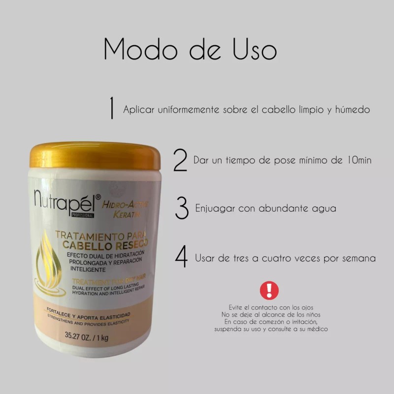 Nutrapel Tratamiento Para Cabello Reseco Con Keratina Nutrapel 1kg