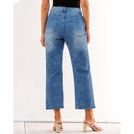 GRAPENT Wide Leg Trouser Pants for Women Women's Straight Leg Jeans Baggy Women's Trousers 90S Jeans para Mujer Dark Wash Jeans Women's Stretch Jeans Color Medium Blue Size 8 Size 10