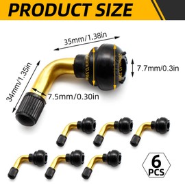 BIVYAX Tubeless Valve Bicycle Valve Tyre Valve, 90 Degree Angle Valve Made of Brass, Tubeless Angle Valve for Motorcycle, Car, Scooter, Pack of 6