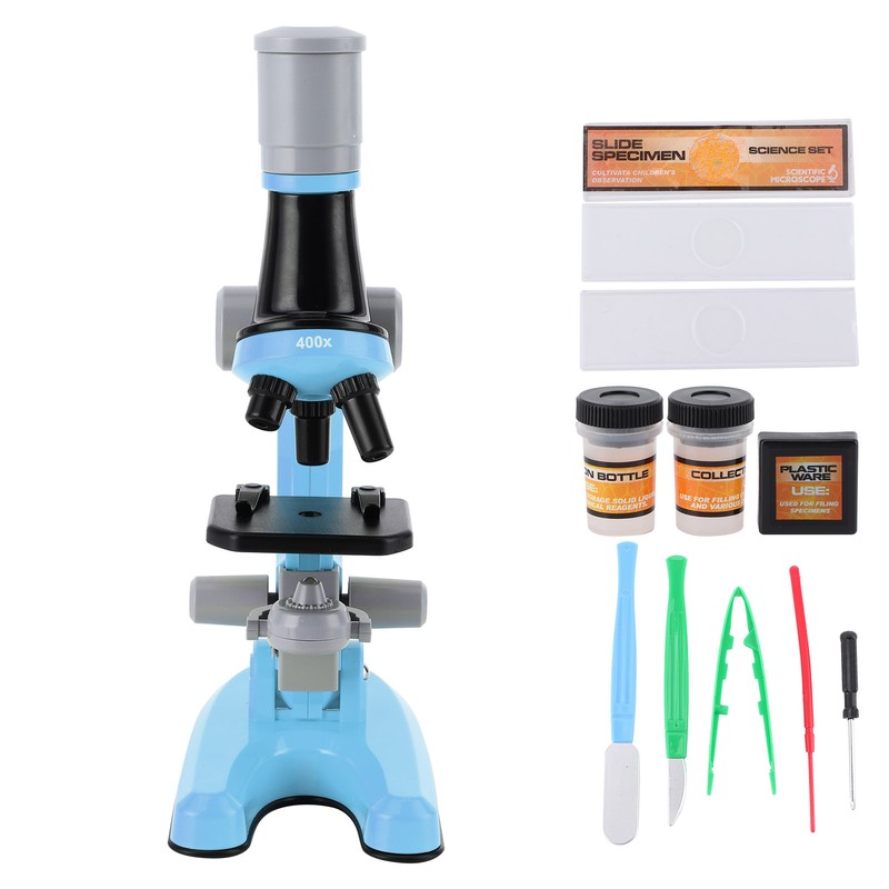 40X‑1200X High Definition Microscope Monocular Plastic Biological Microscope for ChildBlue