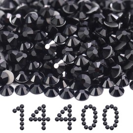 MEIBITE Flatback Rhinestones Bulk, 14400PCS Black Rhinestones for Clothes DIY Decoration Crafts, Black, SS20, 4.6-4.8mm