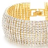 COOLSTEELANDBEYOND Sparkling Womens Crystal Rhinestones Cluster Wide Gold Bangle Bracelet