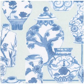 Caspari Glazed Porcelain Celadon Paper Linen Dinner Napkins - 12 Dinner Napkins per Pack, 4 PACKS