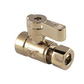 Kingston Brass KF4325PB 1/2 Sweat X 3/8 OD Comp Straight Stop Valve, Polished Brass