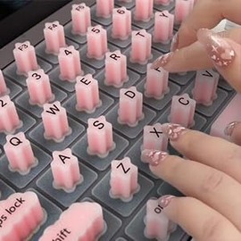 HRH Keyboard Cover for Long Nails, Silicone Raised Keyboard Cover Protector for Nail Art, Comfortable Typing for Long Nails, Perfectly Compatible with MacBook Pro13 2020-2023, US ANSI (Pink)