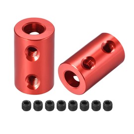 sourcing map 2 Pcs 6mm to 6mm Bore L20XD12 Aluminum Alloy Shaft Coupling Connector Motor Accessories Red Rigid Coupling Bolt