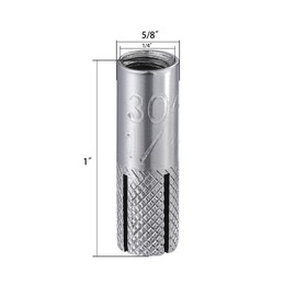 Wensilon(100 pcs) 1/4"-20 Premium Stainless Steel Drop in Anchors Assortment, Knurled Drop-in-Anchor for Solid Concrete, Internal Forced Expansion Screw Bolts